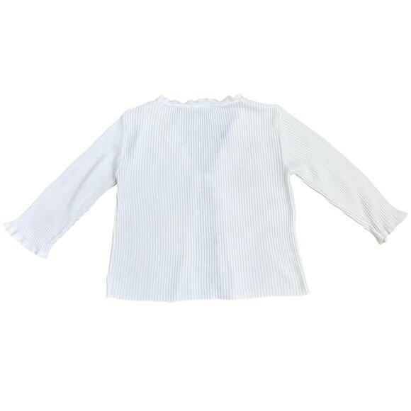 It’s Our Time White Ribbed Tie Front Ruffle Trim Cardigan Top Y2K Fairy Grunge S - Picture 3 of 8